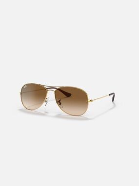Ray-Ban Aviator Sunglasses in Gold with Brown Gradient Lenses - Cockpit - New